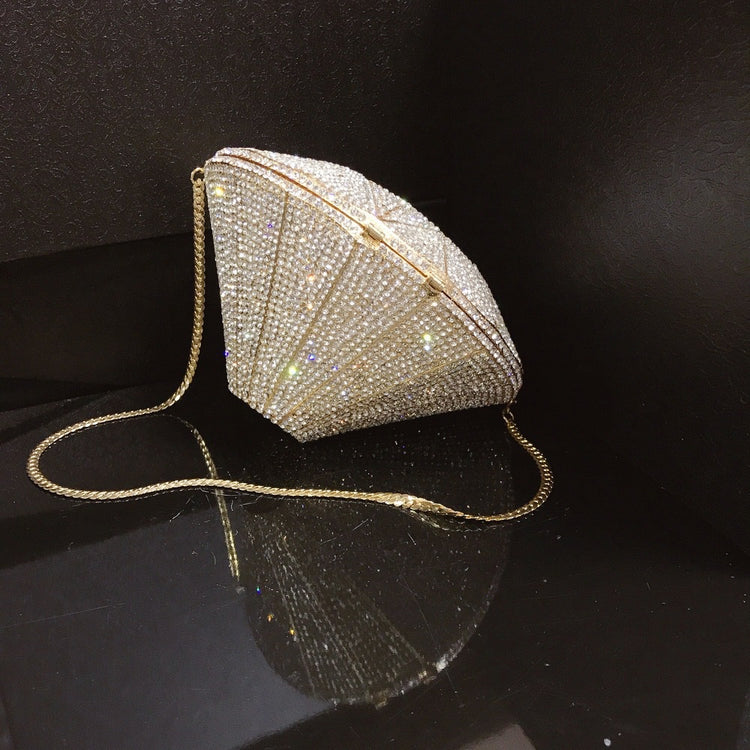 DIAMONDS- Luxury Evening Bag Crystals Geometric Pattern Gold Wedding Party Clutch bag Purse Handbag