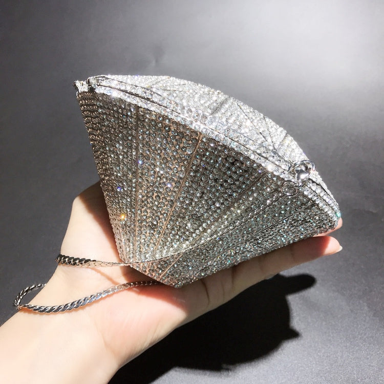 DIAMONDS- Luxury Evening Bag Crystals Geometric Pattern Silver Wedding Party Clutch bag Purse Handbag