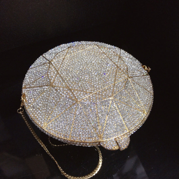 DIAMONDS- Luxury Evening Bag Crystals Geometric Pattern Gold Wedding Party Clutch bag Purse Handbag