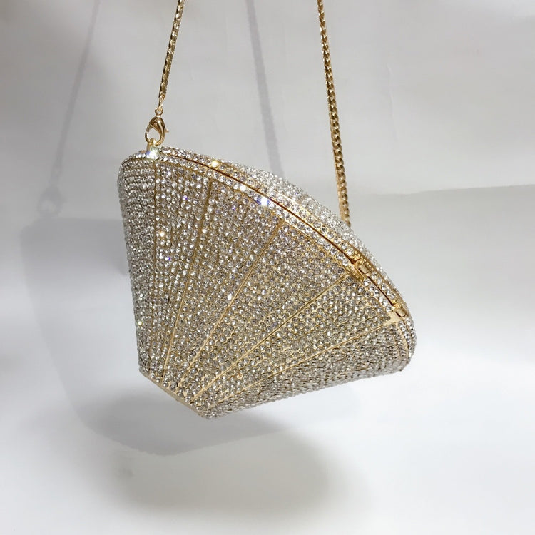 DIAMONDS- Luxury Evening Bag Crystals Geometric Pattern Gold Wedding Party Clutch bag Purse Handbag