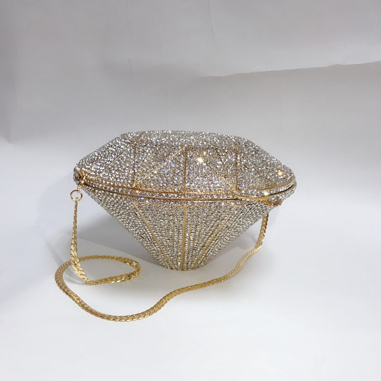 DIAMONDS- Luxury Evening Bag Crystals Geometric Pattern Gold Wedding Party Clutch bag Purse Handbag