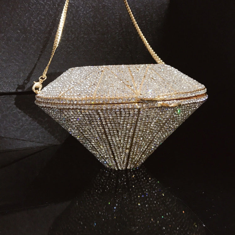 DIAMONDS- Luxury Evening Bag Crystals Geometric Pattern Gold Wedding Party Clutch bag Purse Handbag