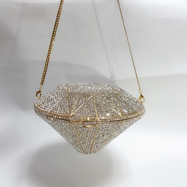 DIAMONDS- Luxury Evening Bag Crystals Geometric Pattern Gold Wedding Party Clutch bag Purse Handbag