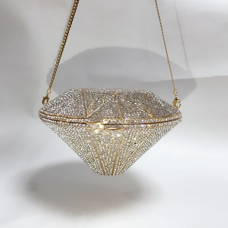 DIAMONDS- Luxury Evening Bag Crystals Geometric Pattern Gold Wedding Party Clutch bag Purse Handbag