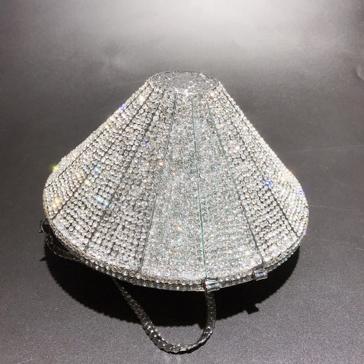 DIAMONDS- Luxury Evening Bag Crystals Geometric Pattern Silver Wedding Party Clutch bag Purse Handbag