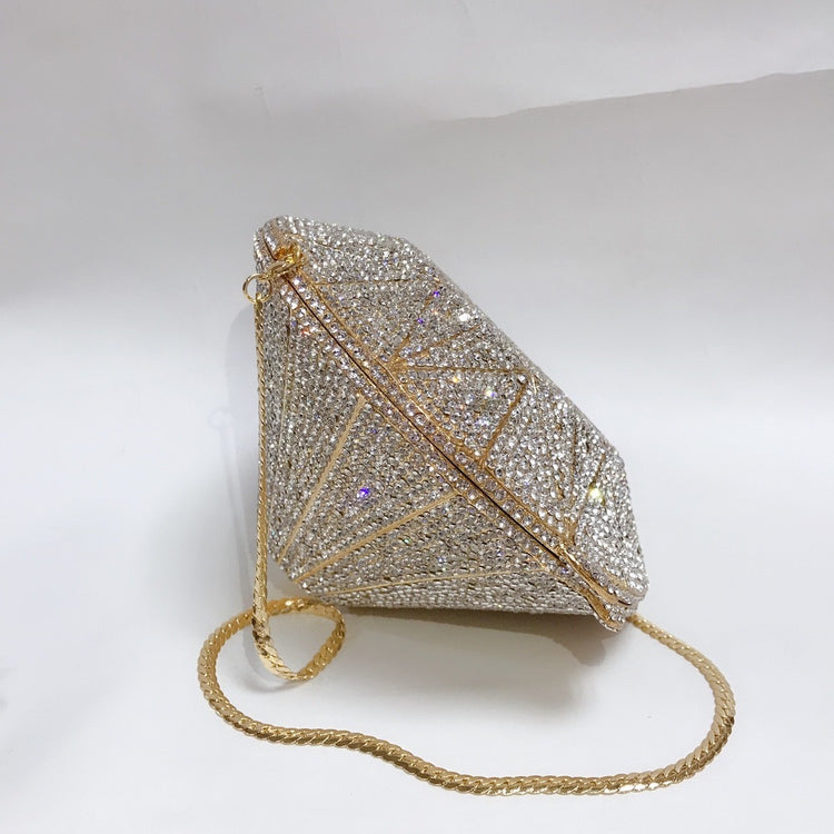 DIAMONDS- Luxury Evening Bag Crystals Geometric Pattern Gold Wedding Party Clutch bag Purse Handbag